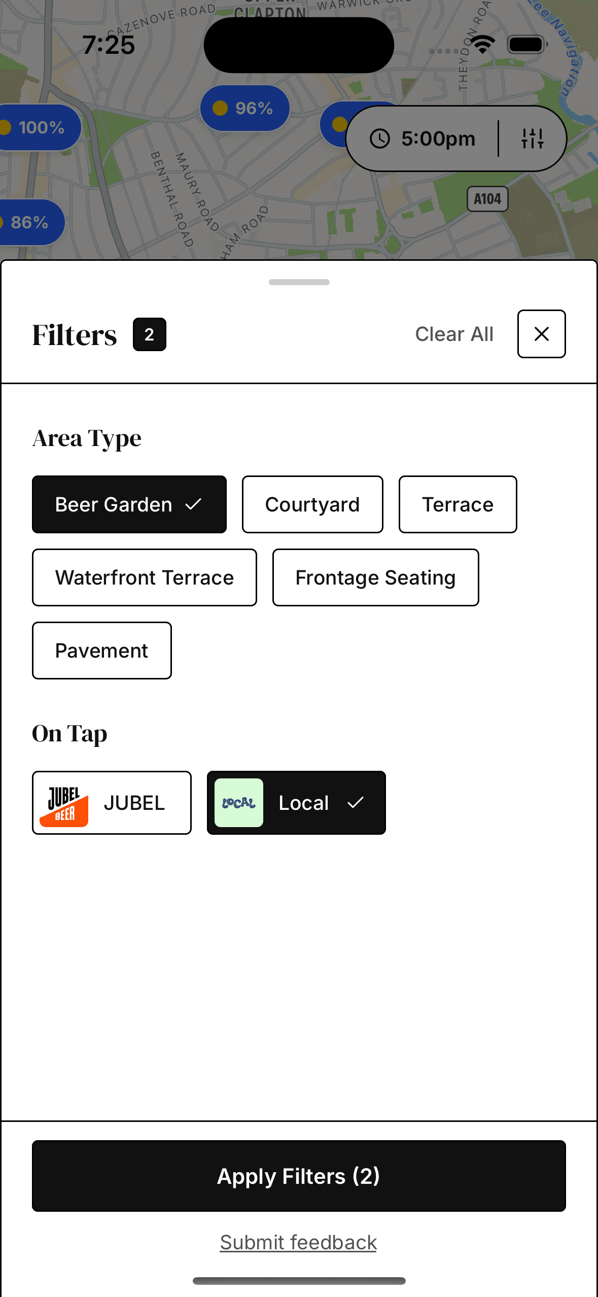 Filter pubs by area type